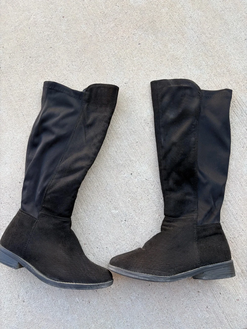Girls' Black Tall Stretch Knee-High Boots